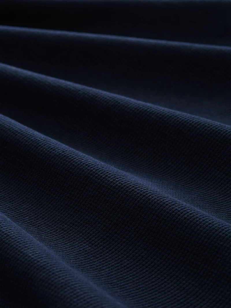 Langarm Poloshirt mit Waffelstruktur