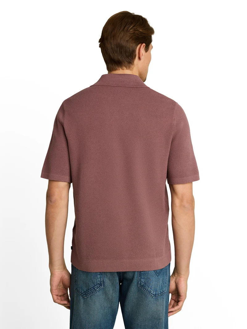 Piqué Strick-Poloshirt aus Baumwolle