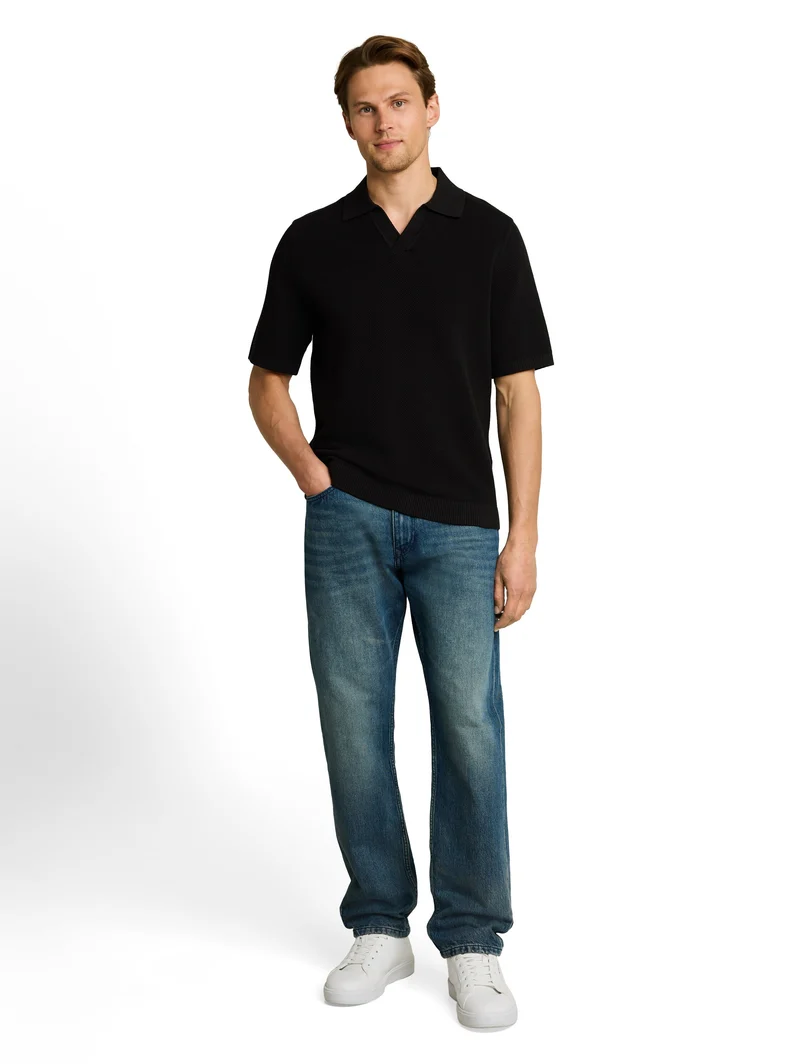 Piqué Strick-Poloshirt aus Baumwolle