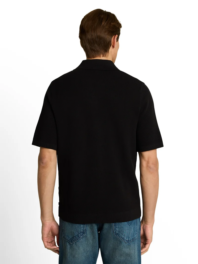 Piqué Strick-Poloshirt aus Baumwolle