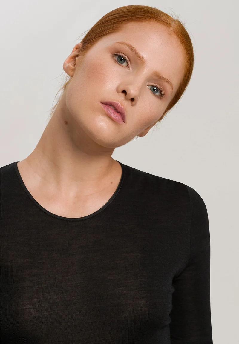 Woolen Silk L/SLV Shirt | black 071409-070018