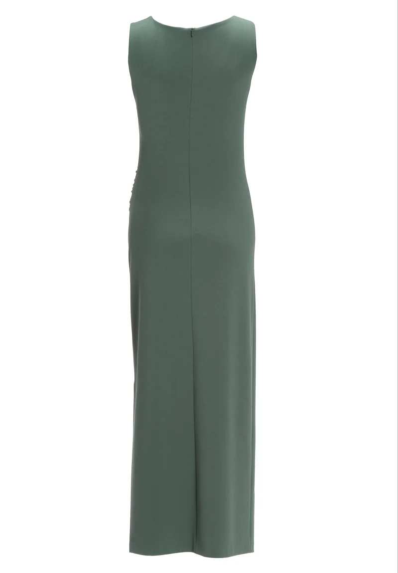 Abendkleid aus Crepe Jersey mit Drapierung und Zierschnalle