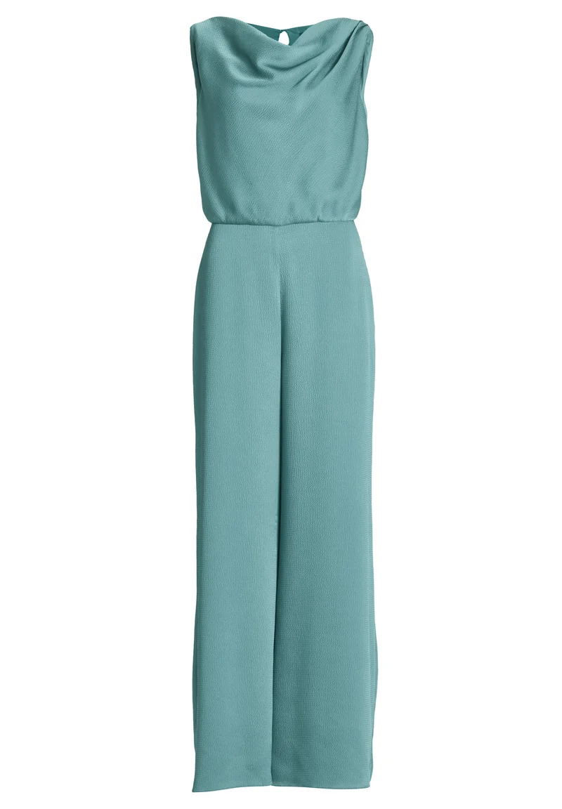 Jumpsuit aus Satin mit Wasserfallausschnitt