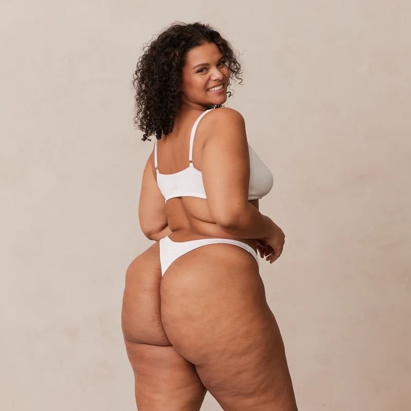 Ribbed Triangle Bra - White
