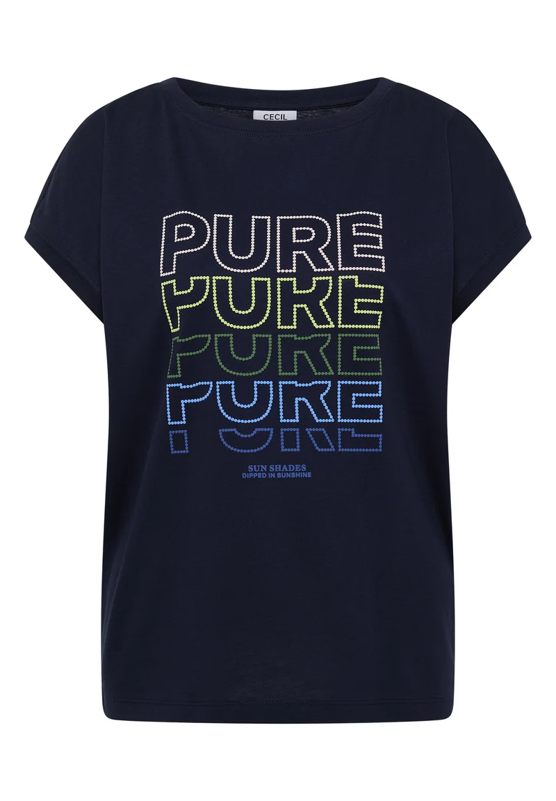 T-Shirt mit Boat Neck und Frontprint