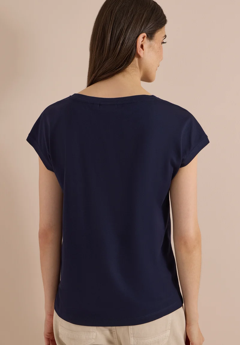 T-Shirt mit Boat Neck und Frontprint