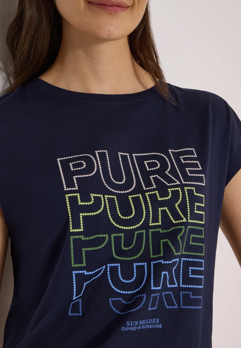 T-Shirt mit Boat Neck und Frontprint