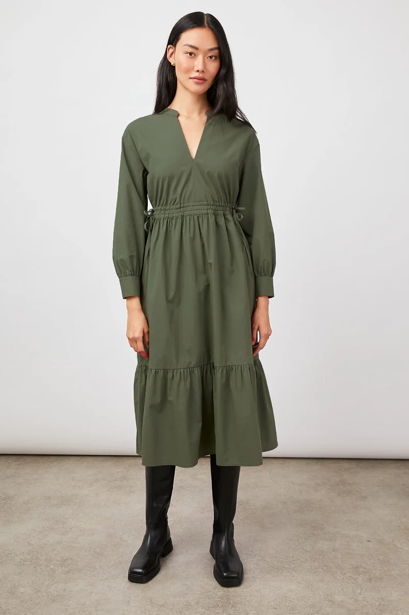 Maple Olive Smoke Midi Dress