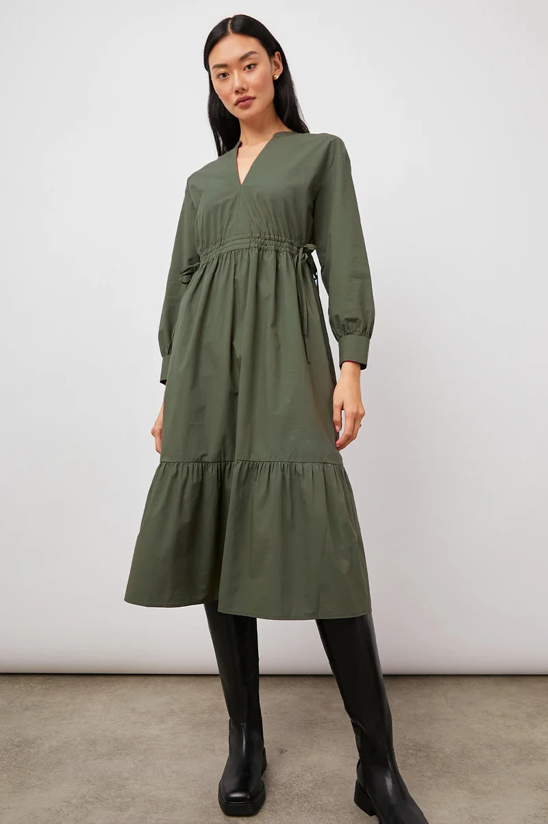 Maple Olive Smoke Midi Dress