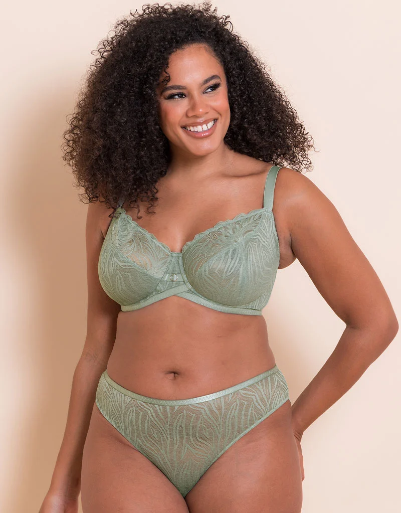 Curvy Kate Lace Daze Brazilian Brief Sage Green