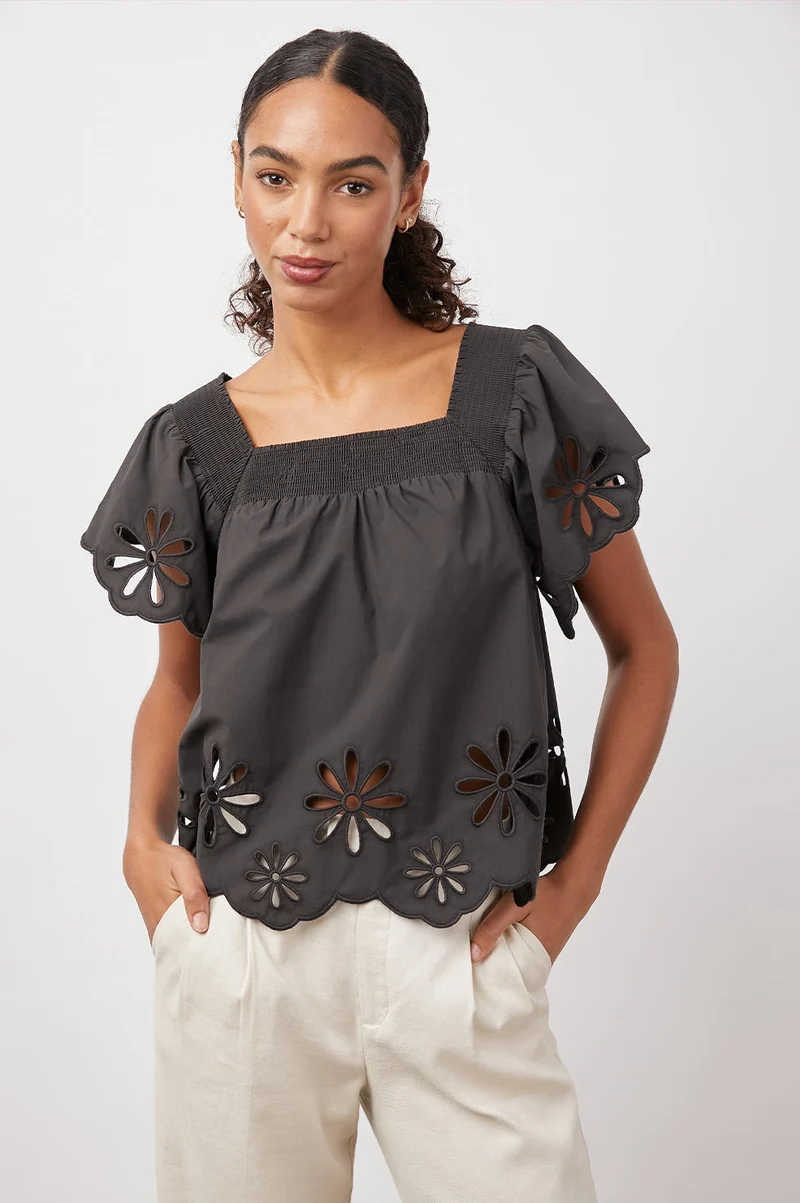 Sonora Black Eyelet Top