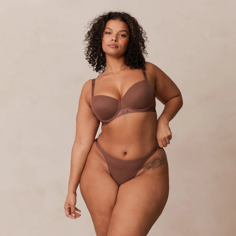 Smooth Mesh T-shirt Bra - Chestnut