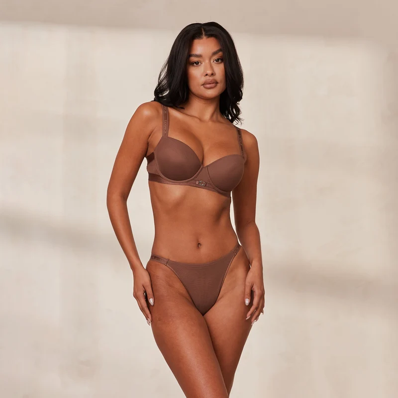 Smooth Mesh T-shirt Bra - Chestnut