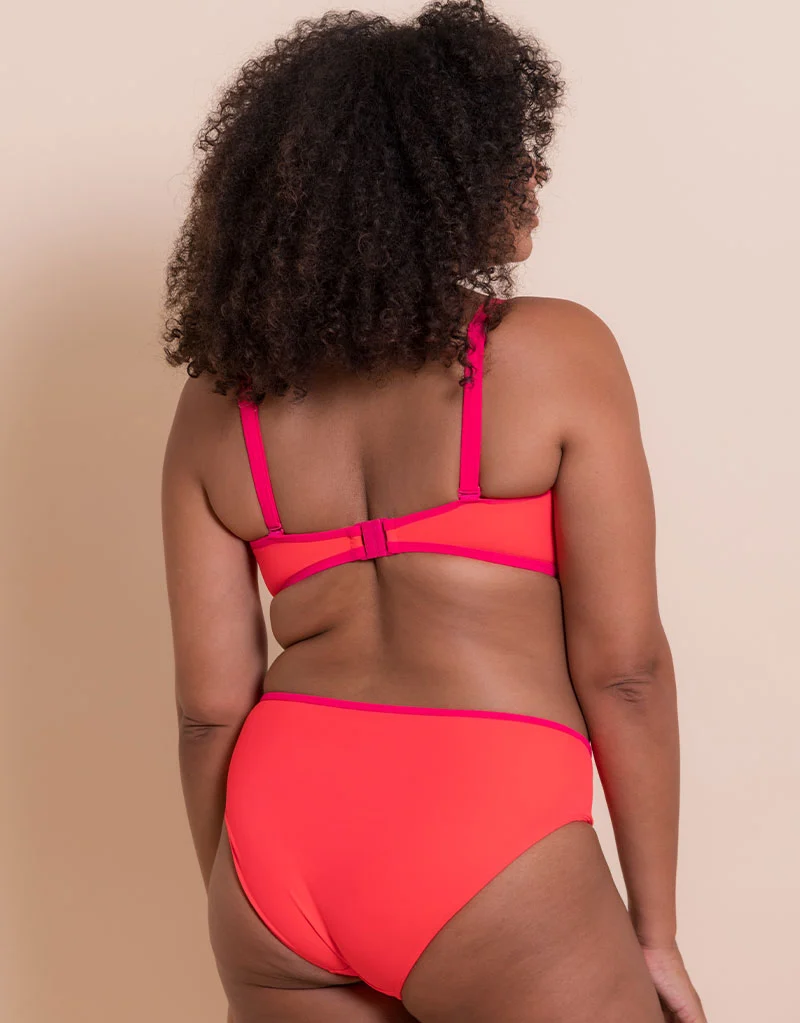 Curvy Kate Minimalist Bandeau Strapless Multiway Bikini Top Coral/Pink