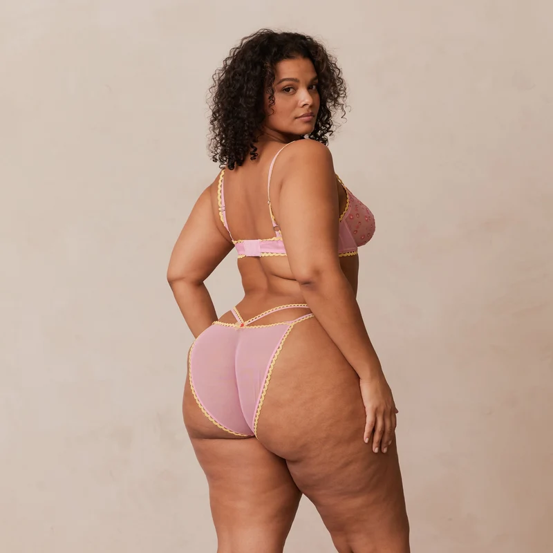 Daisy Embroidered Balcony Bra - Pink
