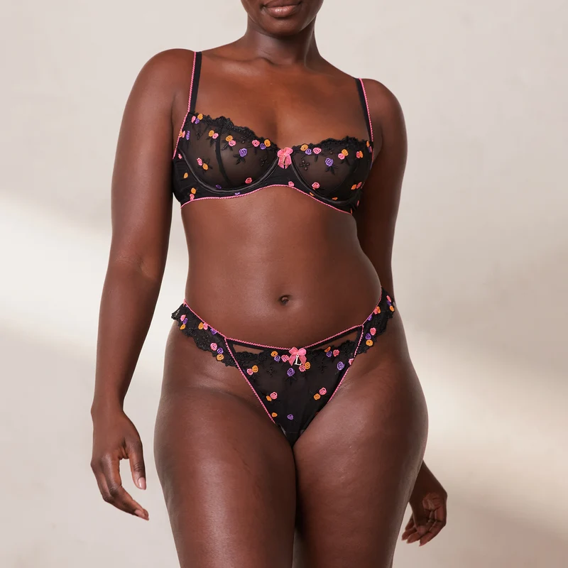Neon Balcony Bra - Black