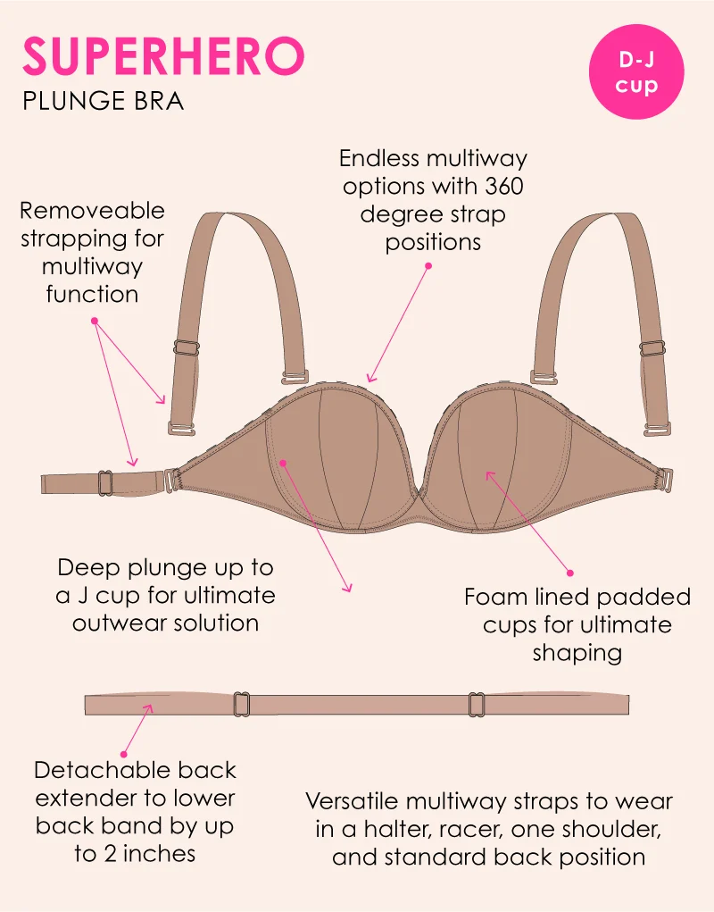 Curvy Kate Superhero Multiway Padded Plunge Bra Latte