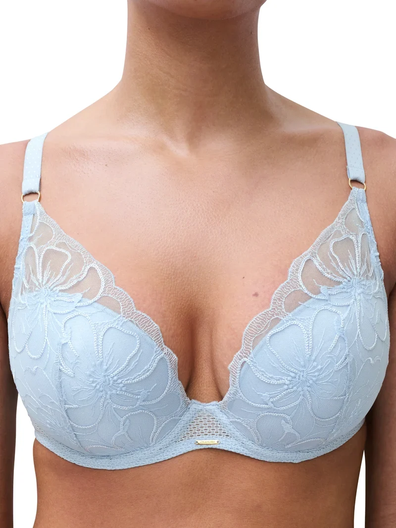 Chantelle – Fleurs Plunge T-Shirt-BH mit eisigem Blumenmuster