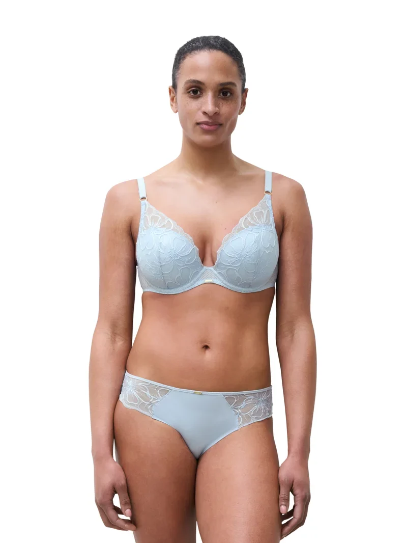 Chantelle – Fleurs Plunge T-Shirt-BH mit eisigem Blumenmuster