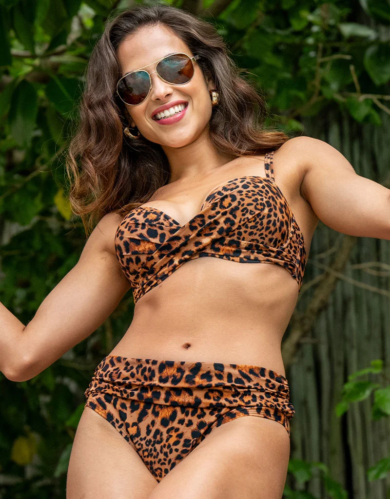 Pour Moi Free Spirit Twist Front Bikini Top Leopard Print