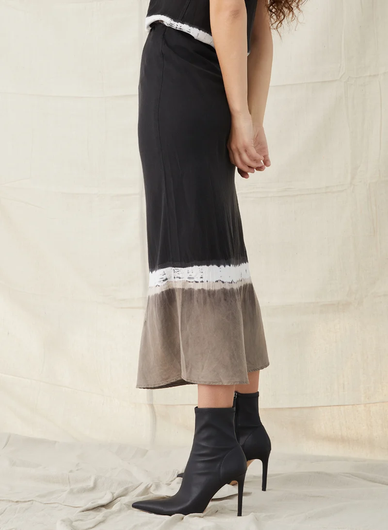 Stripe Dye Bias Midi Skirt