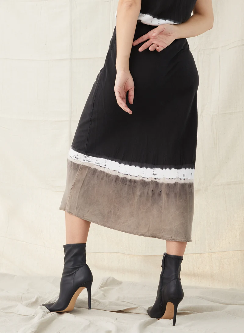 Stripe Dye Bias Midi Skirt