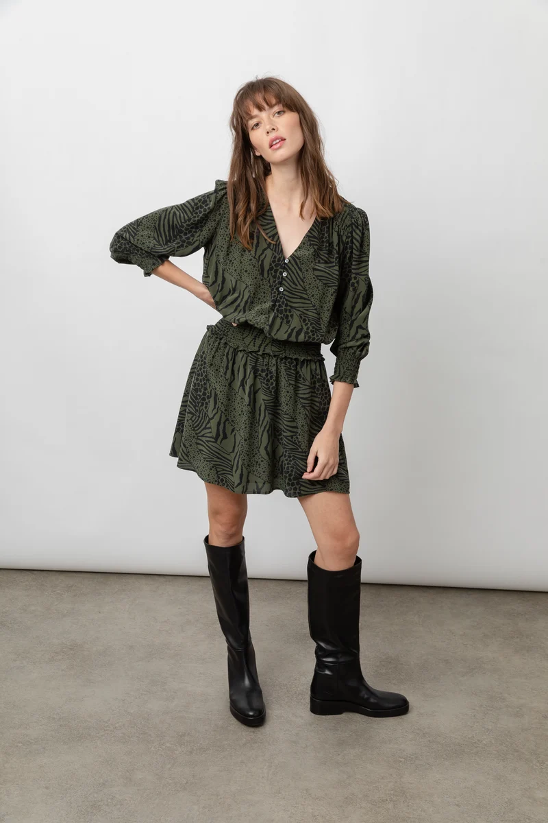Zana Olive Animal Dress