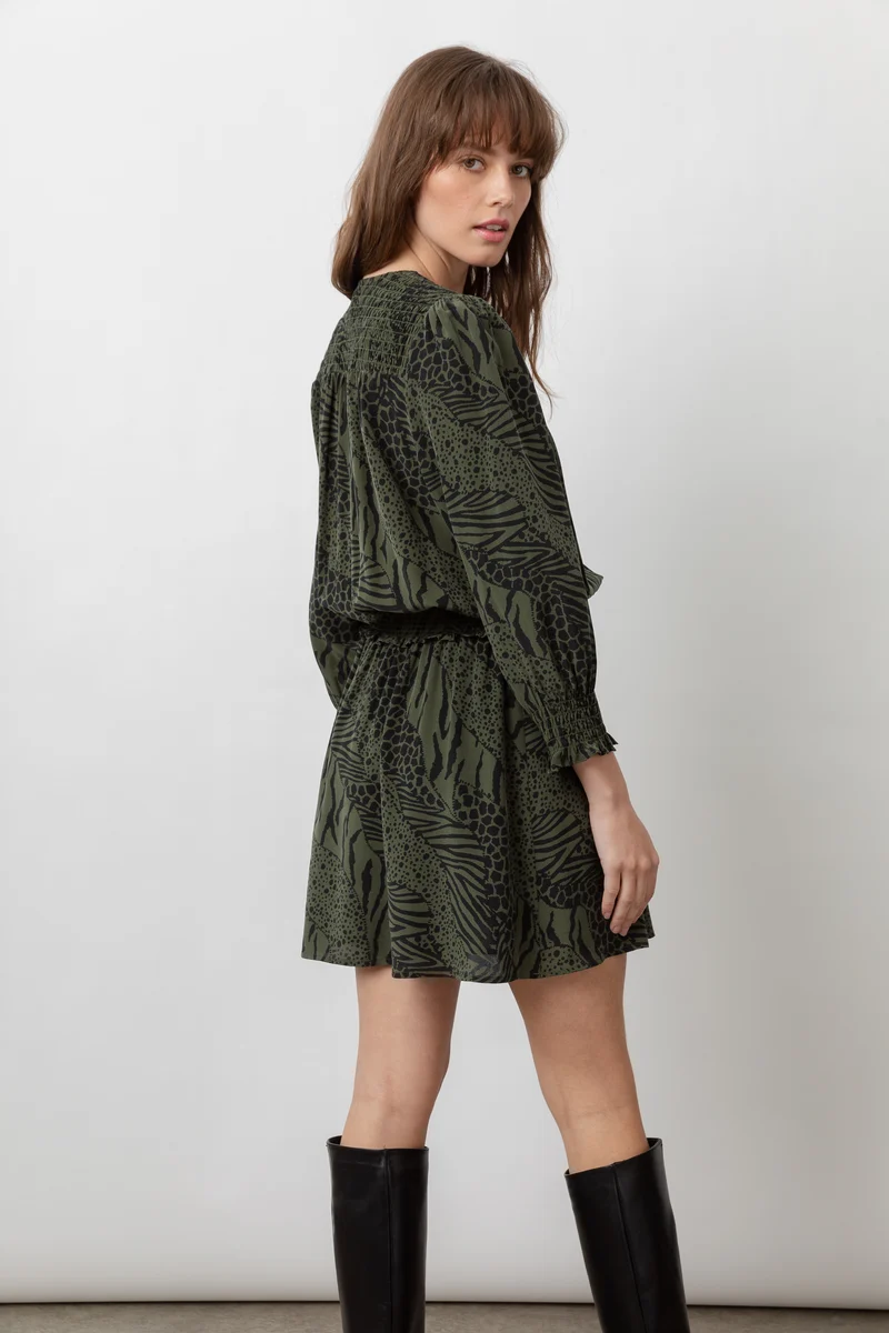 Zana Olive Animal Dress