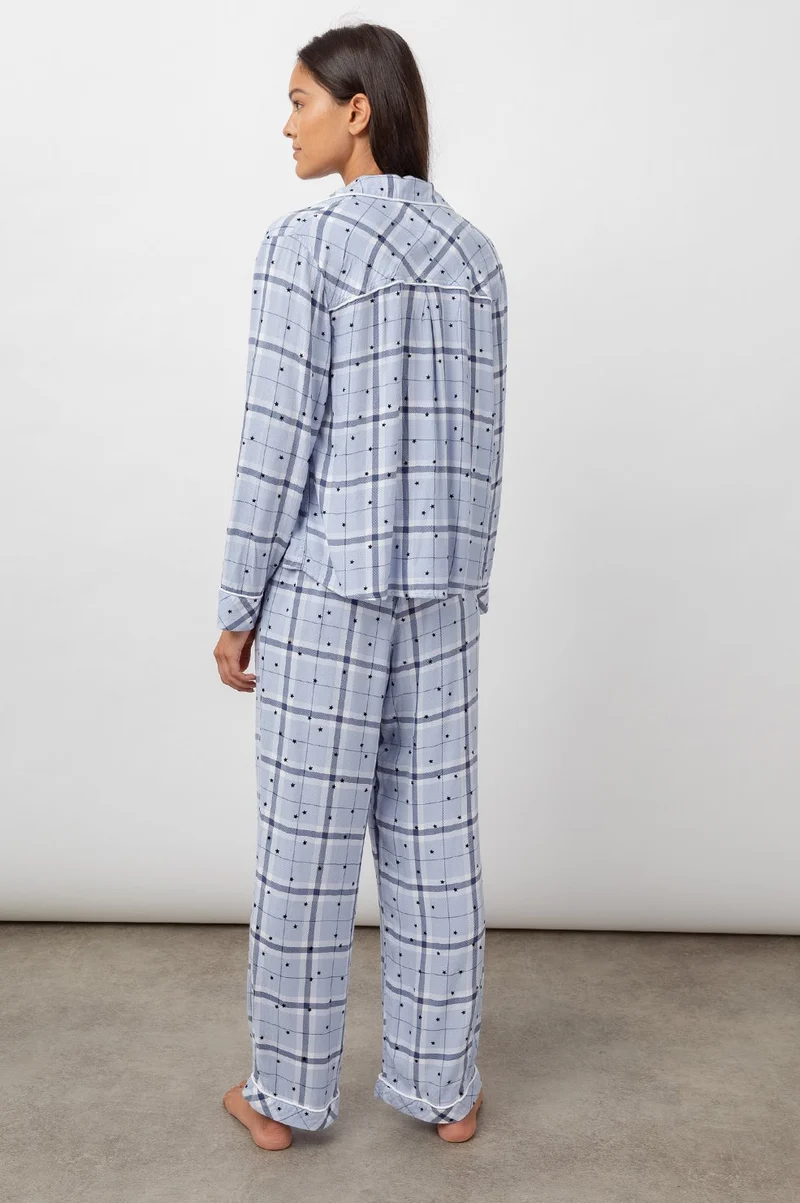 Clara Powder Blue Flocked Stars PJ's