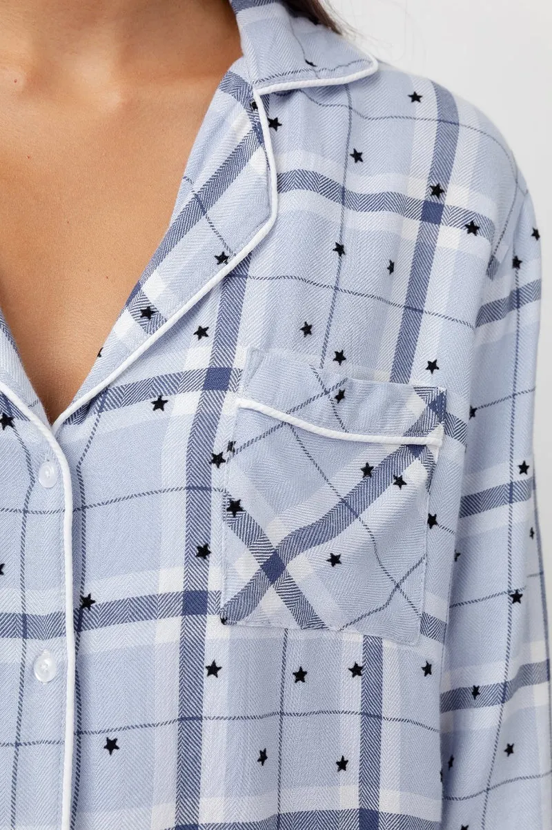 Clara Powder Blue Flocked Stars PJ's
