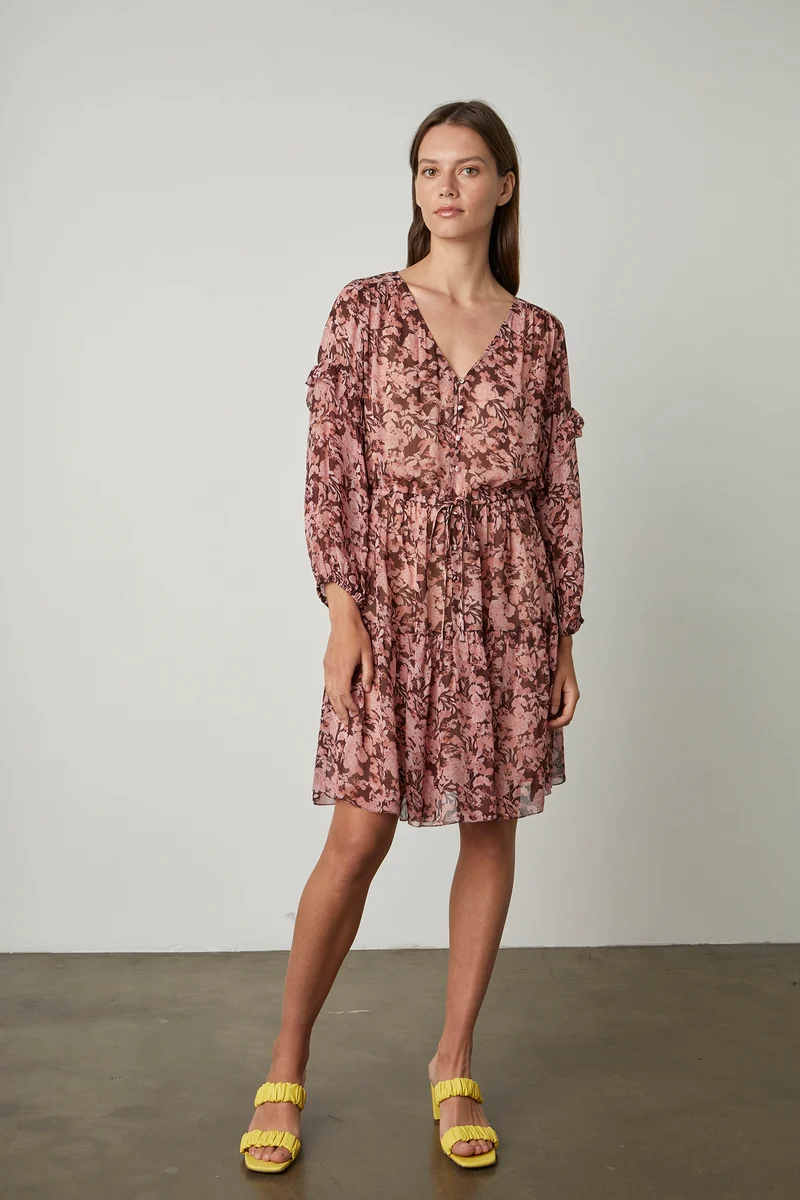 Selina Pink Floral Boho Dress
