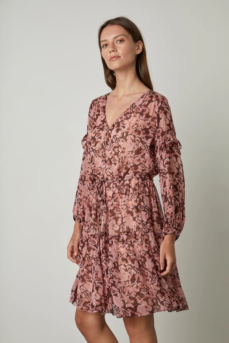 Selina Pink Floral Boho Dress