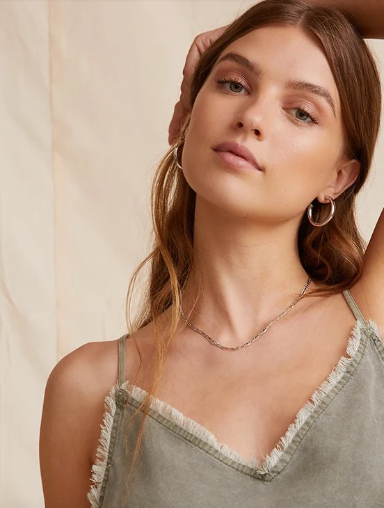 Khaki Frayed Edge Cami