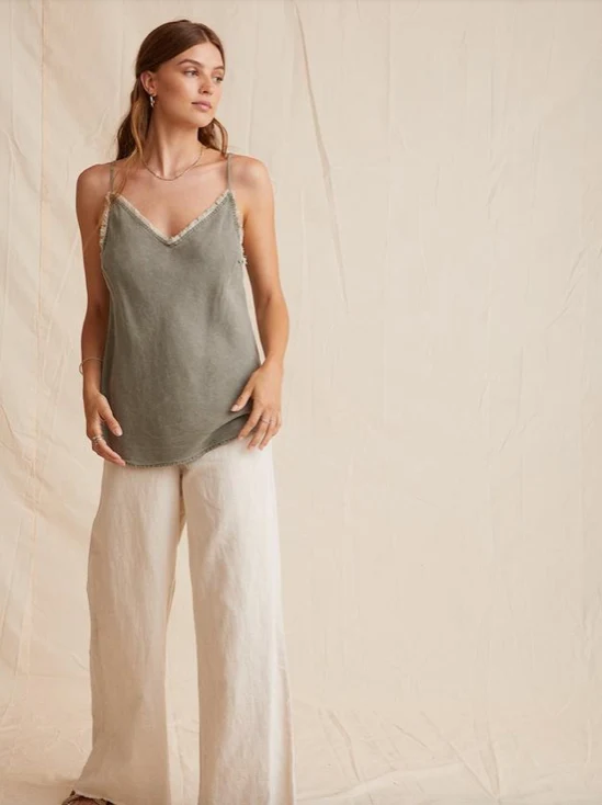 Khaki Frayed Edge Cami