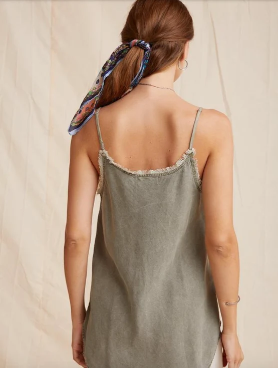 Khaki Frayed Edge Cami