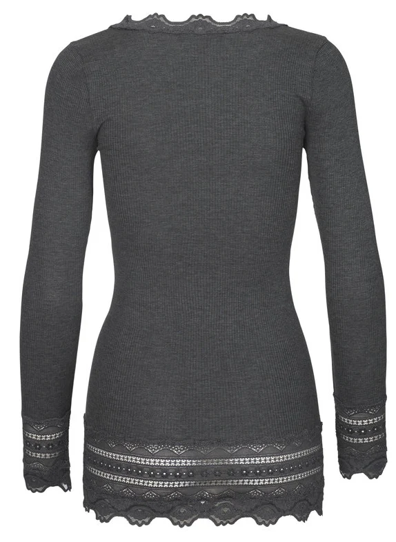 Long Sleeve Lace Grey Top