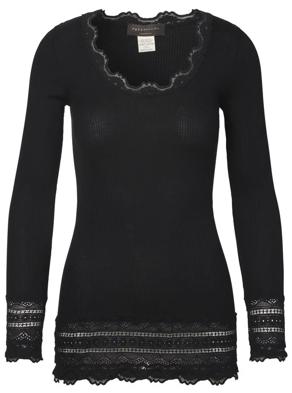 Long Sleeve Lace Black Top