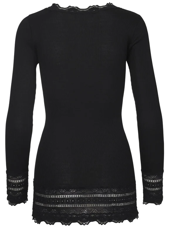 Long Sleeve Lace Black Top