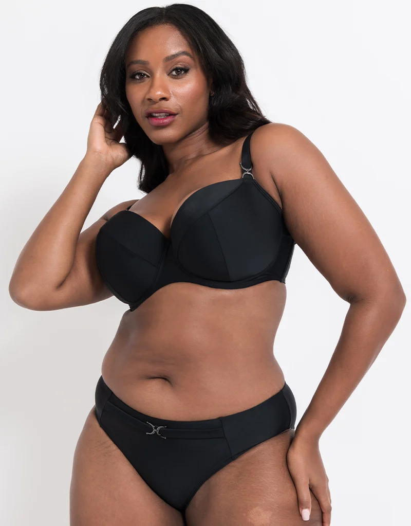 Flirtelle Verona Beach Padded Balcony Bikini Top Black