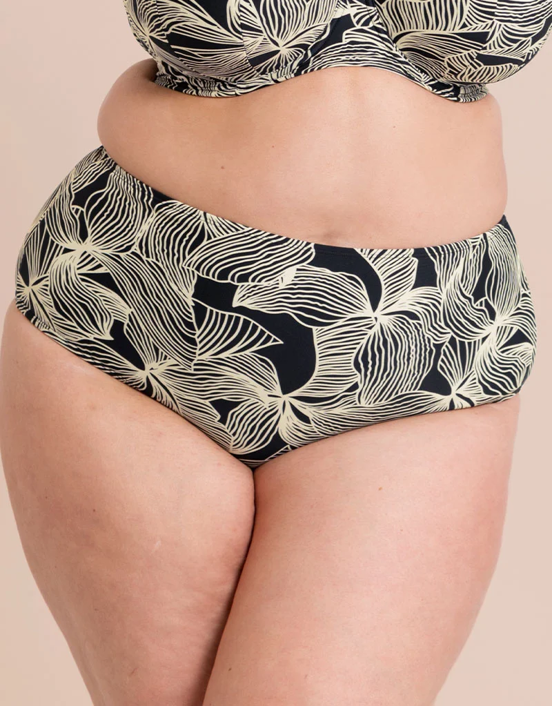 Curvy Kate Ripple Reef High Waist Bikini Brief Black Print