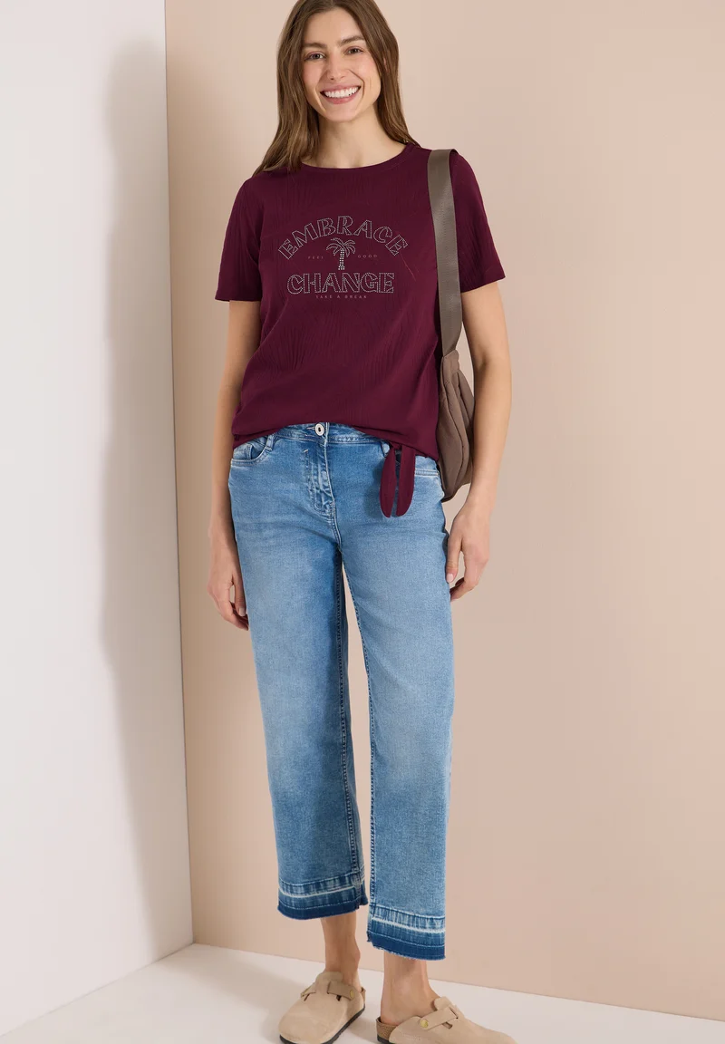 Shirt im Ausbrenner-Look mit Wording
