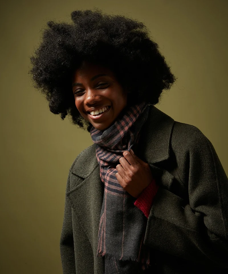Pink Tartan Wool Scarf