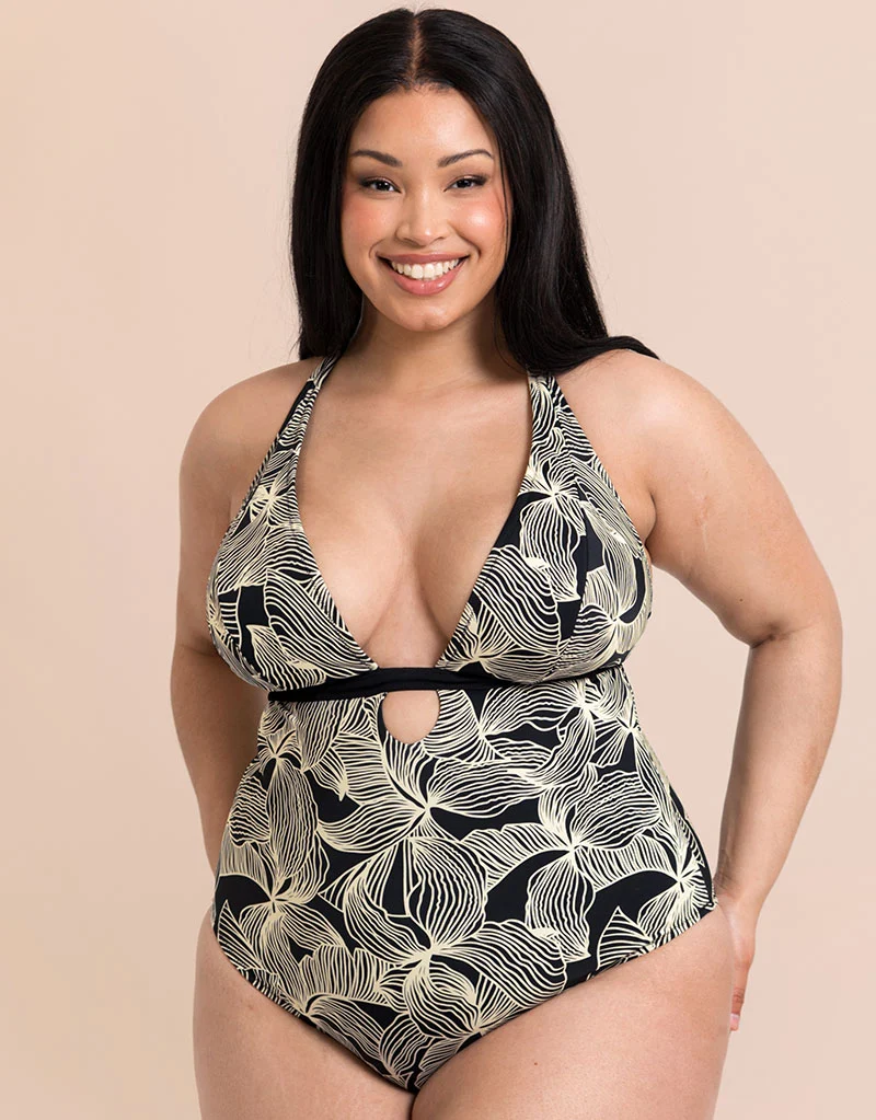Curvy Kate Ripple Reef Reversible Non-Wired Multiway Swimsuit Black Print