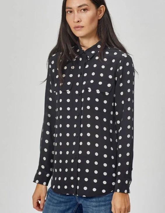 Slim Signature Black Silk Shirt