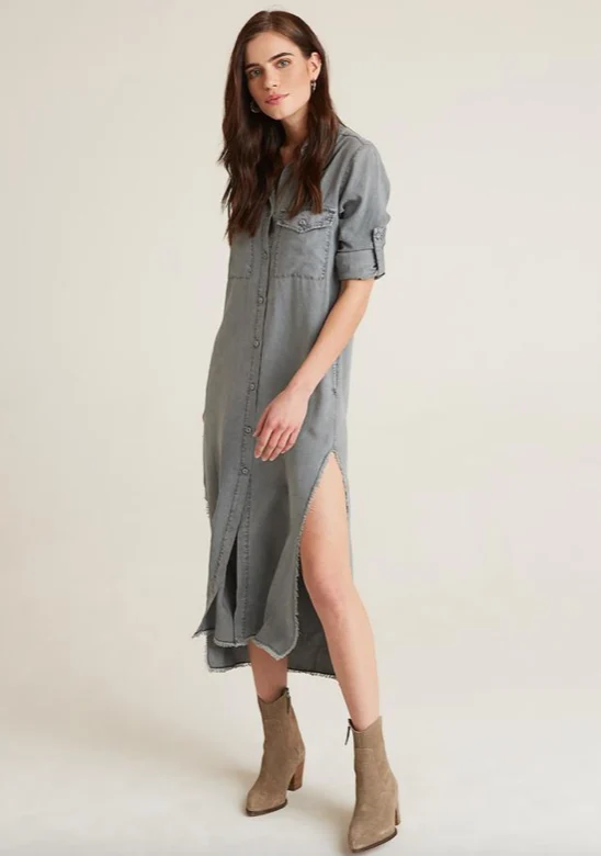 Maxi Grey Shirt Dress