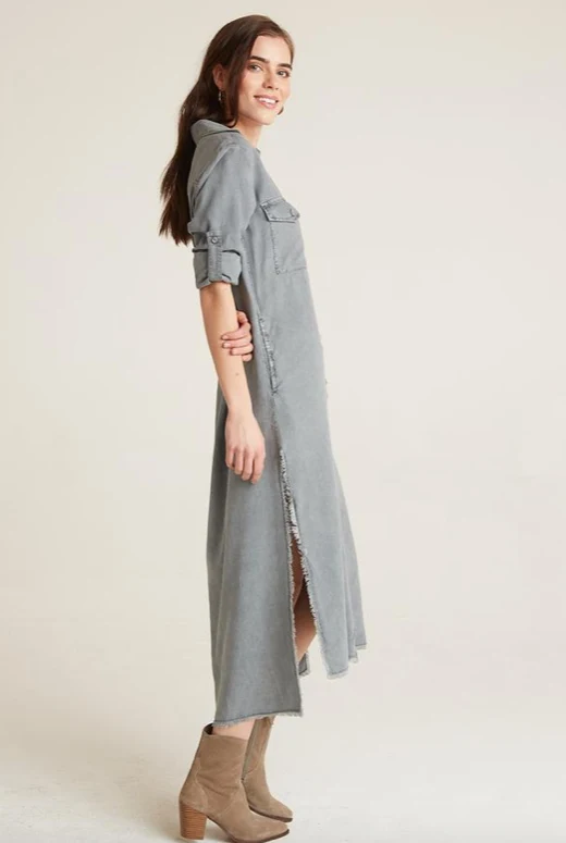 Maxi Grey Shirt Dress