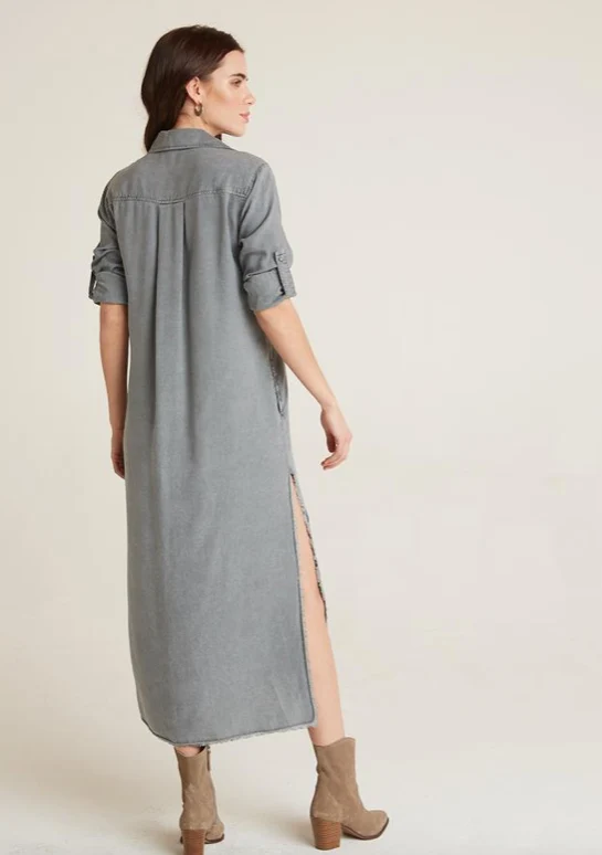 Maxi Grey Shirt Dress