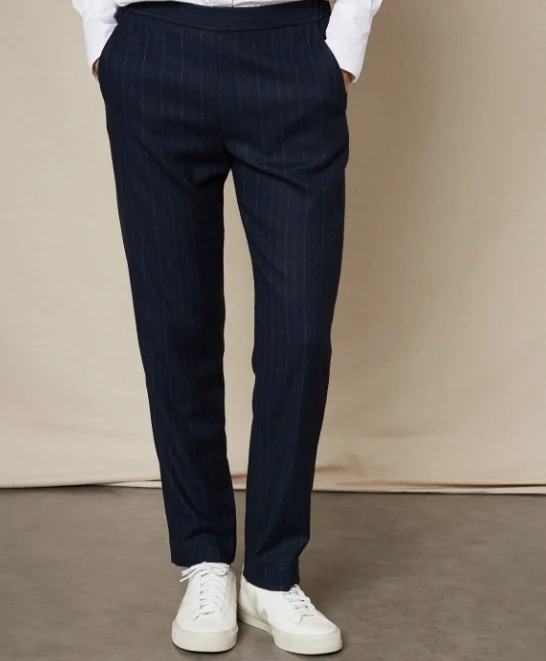 Paolo Navy Pinstripe Trousers