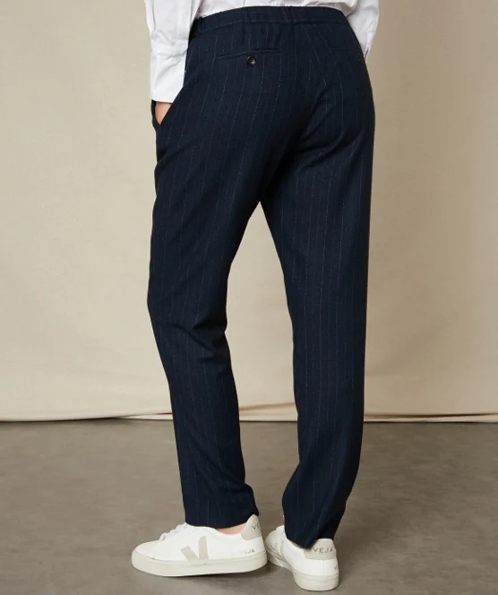Paolo Navy Pinstripe Trousers