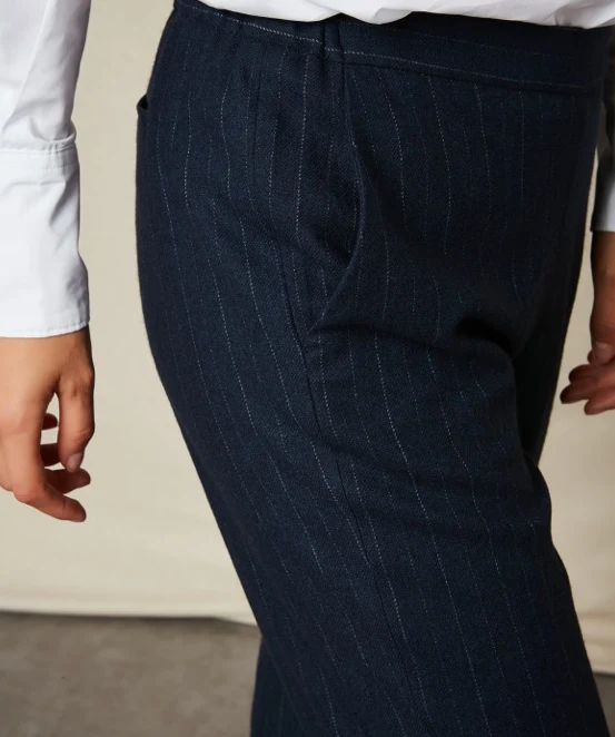 Paolo Navy Pinstripe Trousers